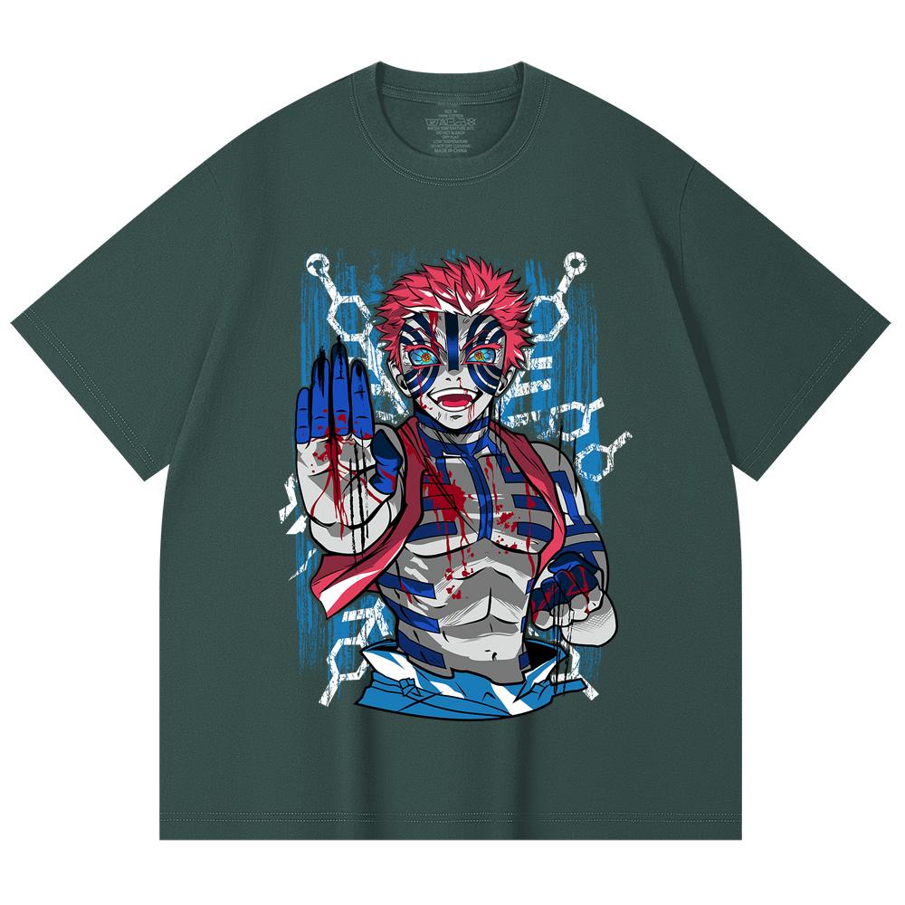230 Gsm 100% Cotton Demon Slayer V79 Akaza Print Unisex Heavy Cotton T Shirt