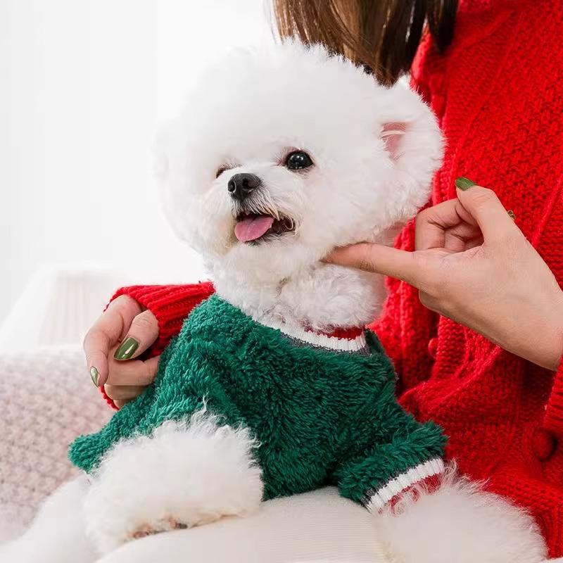 Dog clothes Christmas day two-legged elk fleece jacket teddy bear cat two-legged pet festive new year clothing