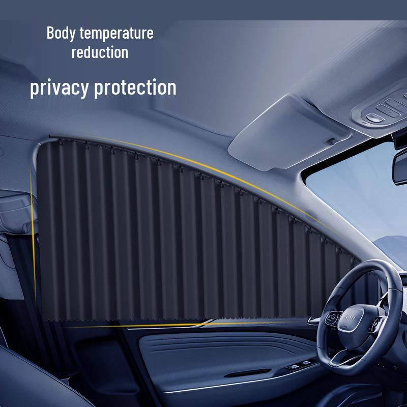 Car Window Sunshade with Sliding Rail and Heat Insulation