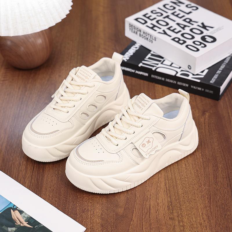 Spring Little White Shoes New Korean Version Ins Female Students Platform Heightening Sports Board Shoes Casual Street Shooting DF-5