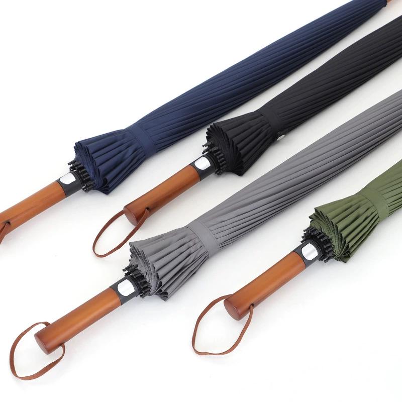 Vintage Wood Handle Automatic Windproof Long Umbrella
