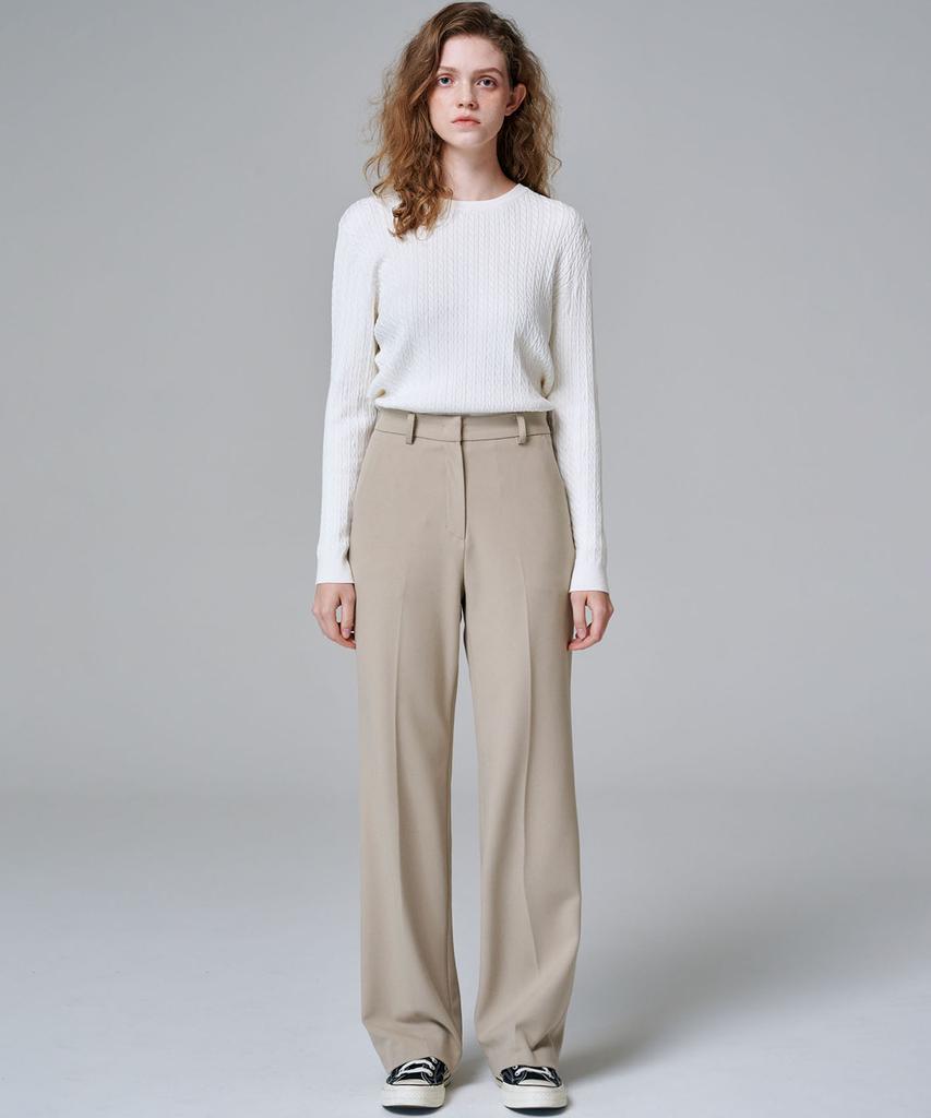 MALOUPE 2115 Stretch Semi-Wide Pants (Beige)