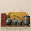 Ethnic style portable travel tea set outdoor camping ceramic tea separation hand grab pot car portable tea drinker