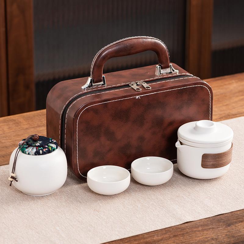 Travel tea set Ceramic express cup Portable one pot two cups Company business gifts Holiday souvenirs
