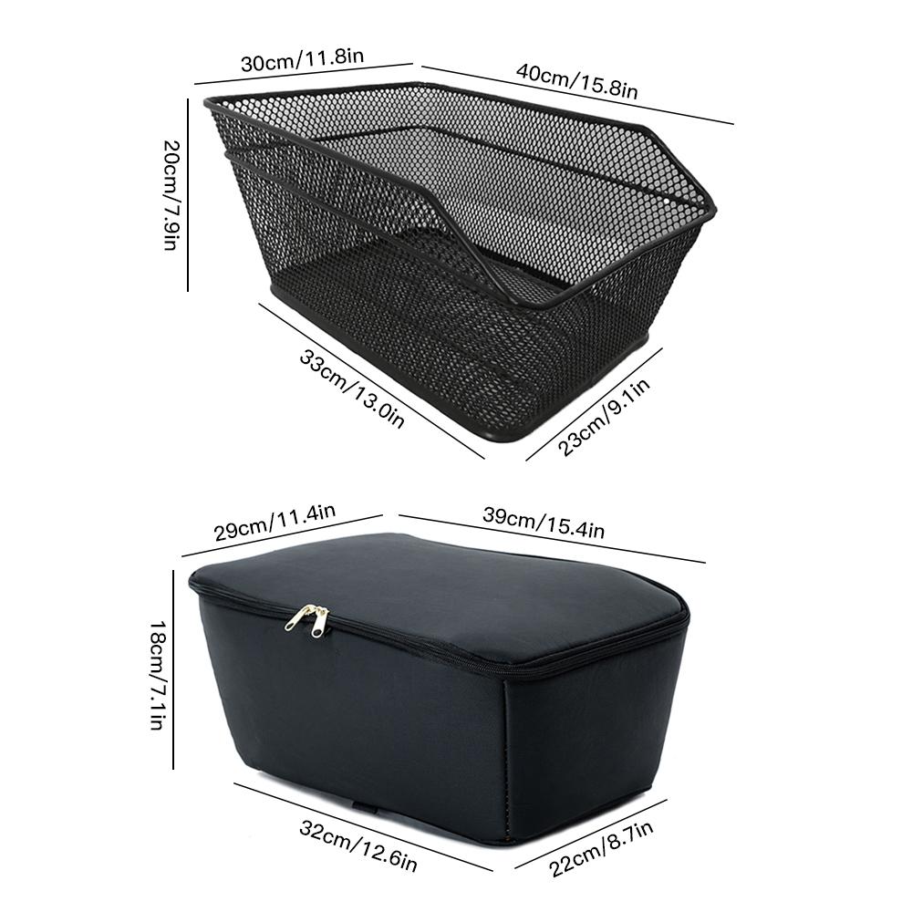 Dioche Rear Seat Basket, Large Capacity Basket, Water Resistant, High Load, Heavy Duty Metal Rear Basket