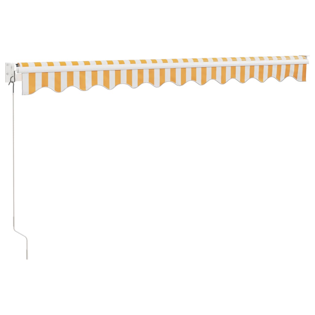 Retractable Awning Yellow and White 3.5 x 2.5 m Fabric and Aluminum