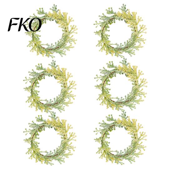 Holly Leaf Napkin Ring 6Pcs Rings, Elastic Design Holder for Light And Thick Moderate Stretch Napkins, Imitation Accessory Weddings Parties
