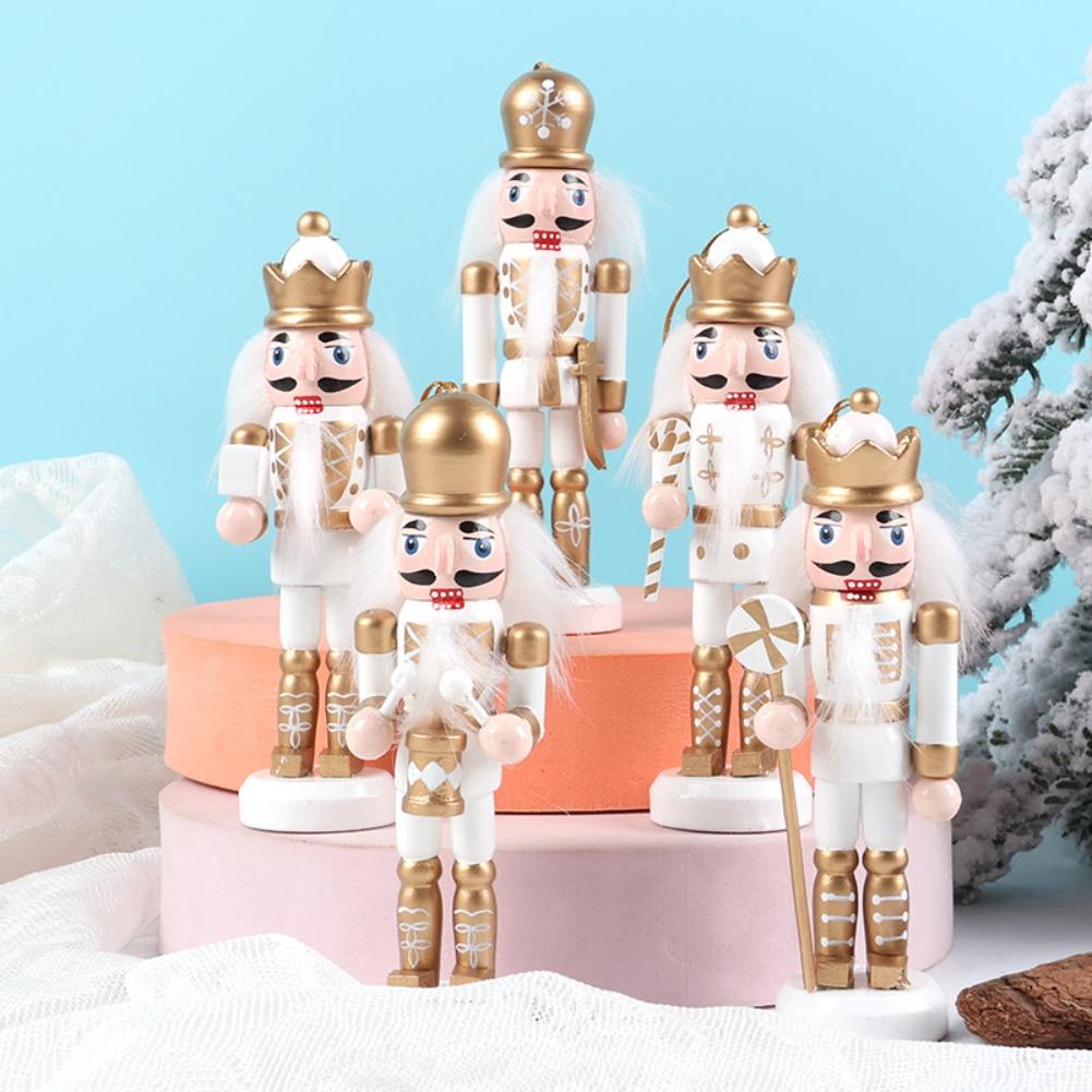 Christmas Celebration Gold And Silver Christmas Decorations Wooden Figures 5-Piece Set Child-Friendly Sturdy Construction