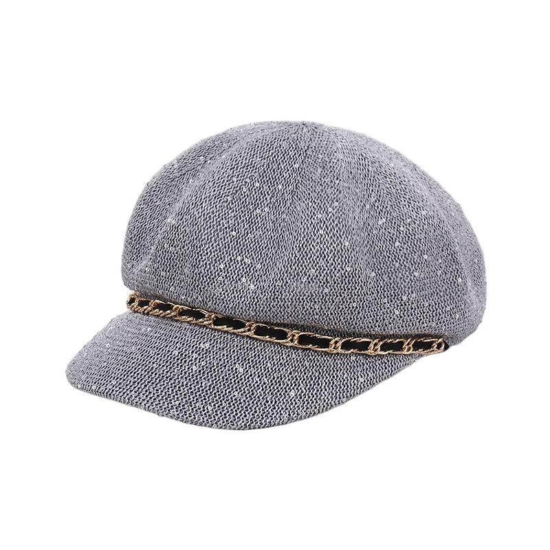 Hollow Breathable Leather Buckle Octagonal Hat Classic Woven Straw Hat Casual Versatile Literary Sunshade Painter Hat