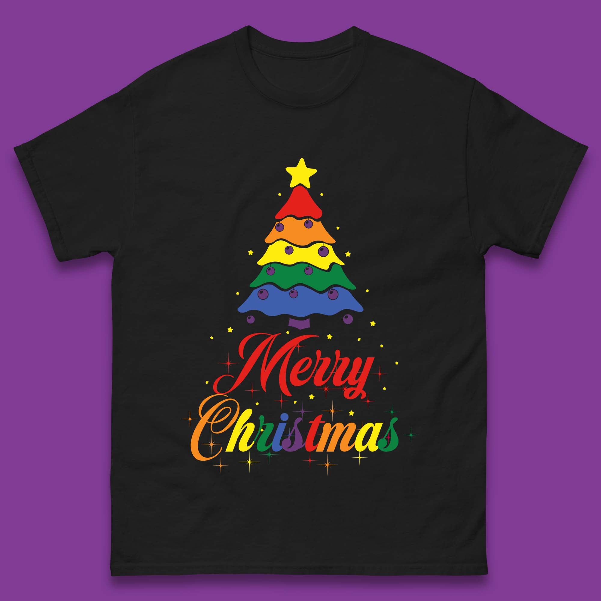 Pride Christmas Tree Mens T-Shirt Womens Tops Tees 3XL
