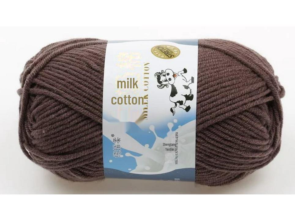 5-Strand Milk Cotton Baby Wool Hat & Scarf Hand-Woven Medium-Thick Yarn Set