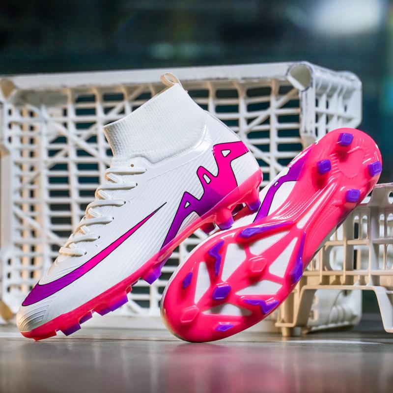 Scarpe da Calcio Alte da Uomo Leggere FG AG Tacchetti Lunghi Scarpe da Calcio per Adulti Leggere Allenamento Atletico Professionale