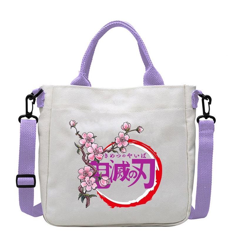 Japan cartoon comics Demon Slayer Print Canvas Bag Stylish Women's Handbag Large Capacity Casual Shoulder Bag 7560