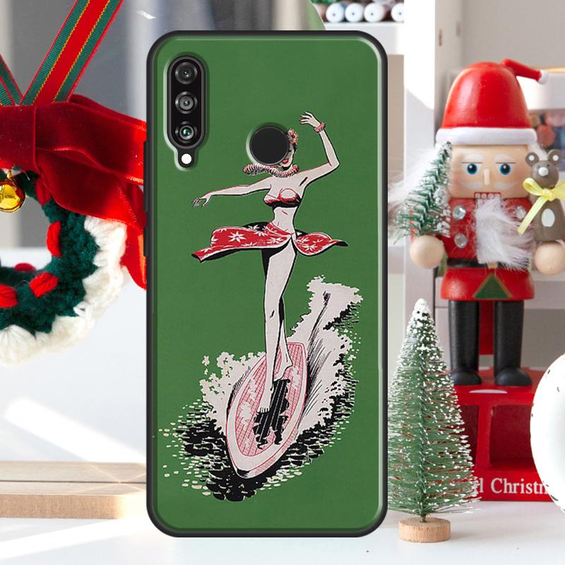 HAWAII BEACH SURF GIRL SURFING ART For Huawei Nova 9 10 SE 11 Pro Y60 Y70 Y90 Y61 Y91 Y72 Y73 12i 11i 8i P20 P30 P40 Lite Case