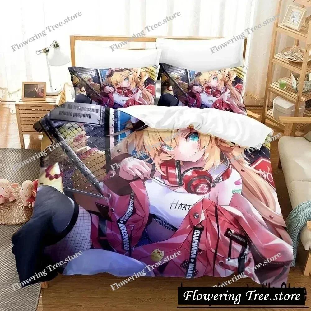Anime Akai Haato Bedding Set Duvet Cover Bed Set Quilt Cover Pillowcase Comforter King Queen Size Boys Adult Bedding Set029