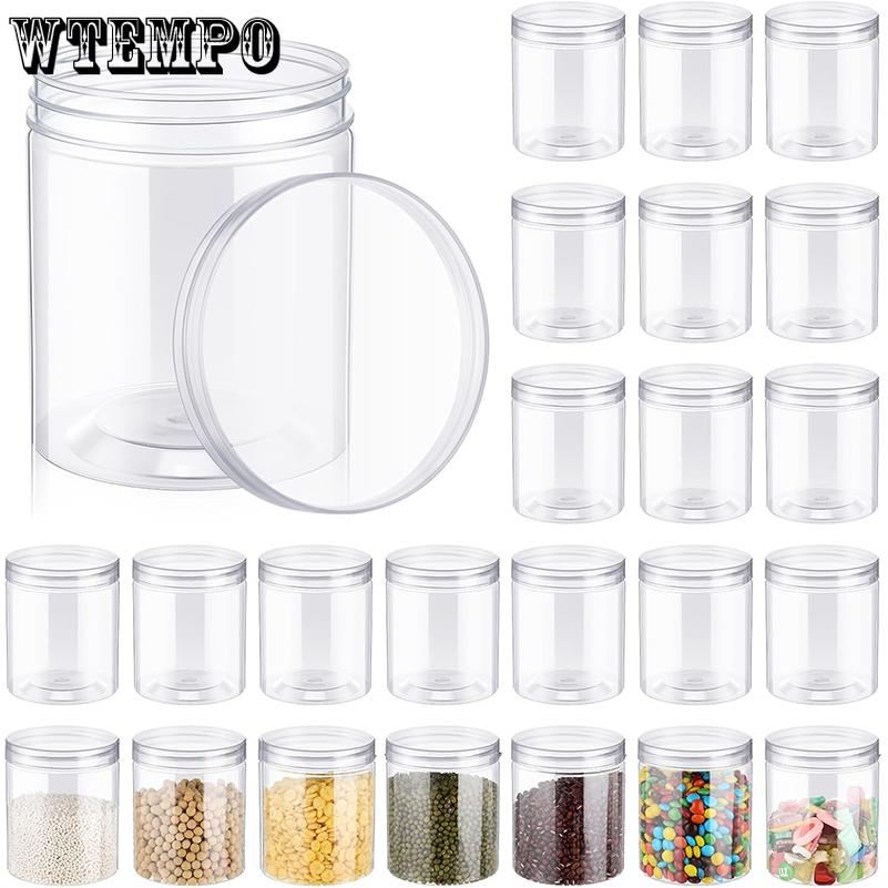 WTEMPO DIY Empty Plastic Decorative Jars with Lids Slime Containers Handicrafts Storage Jars Clear Wide Mouth Package Jars Party Decor Cylindrical Jar