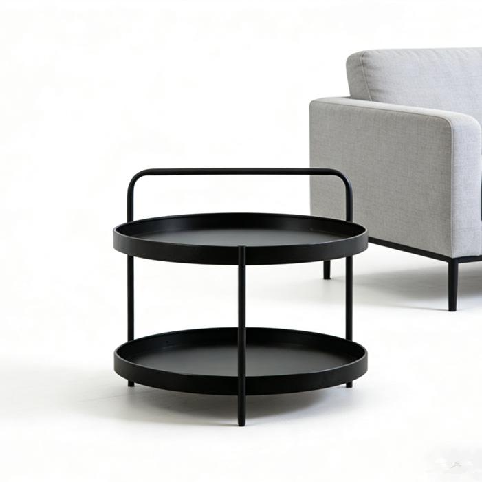 Moderner runder Metall-Beistelltisch mit Ablage Kaffeetisch Nachttische Badezimmerregale Couchtisch Kleiner Tisch