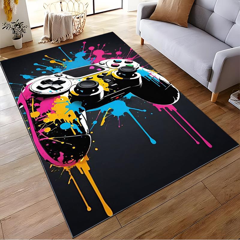 Colorful Game Controller Design Rug - Non-slip Rug Suitable for Living Room and Bedroom Sofas.