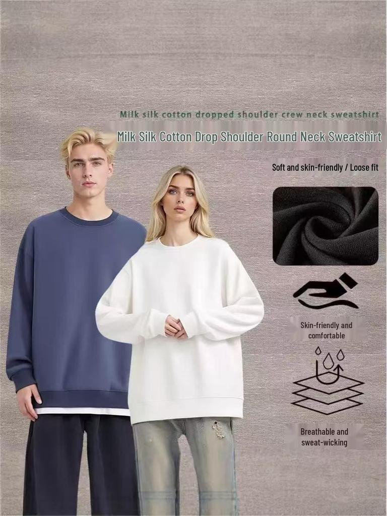 320g Heavyweight Men's Drop Shoulder Cotton Hoodie - Thick Long Sleeve Base Layer for Autumn/Winter