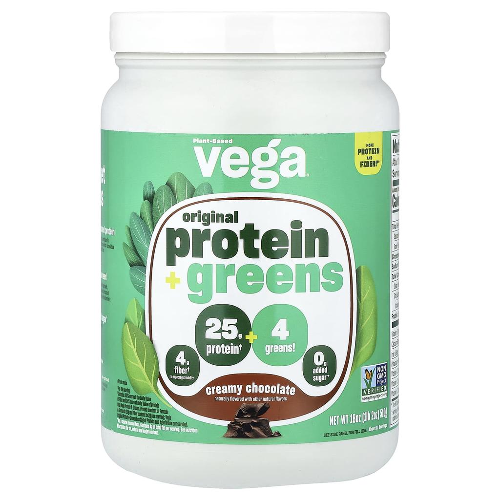 Vega Plant-Based Original Protein + Greens, Creamy Chocolate, 510g (1lb 2oz)