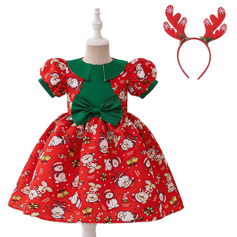 Girls Dress Santa Claus Snowflake Skirt Children's Skirt Cartoon Princess Dress Christmas Costumes