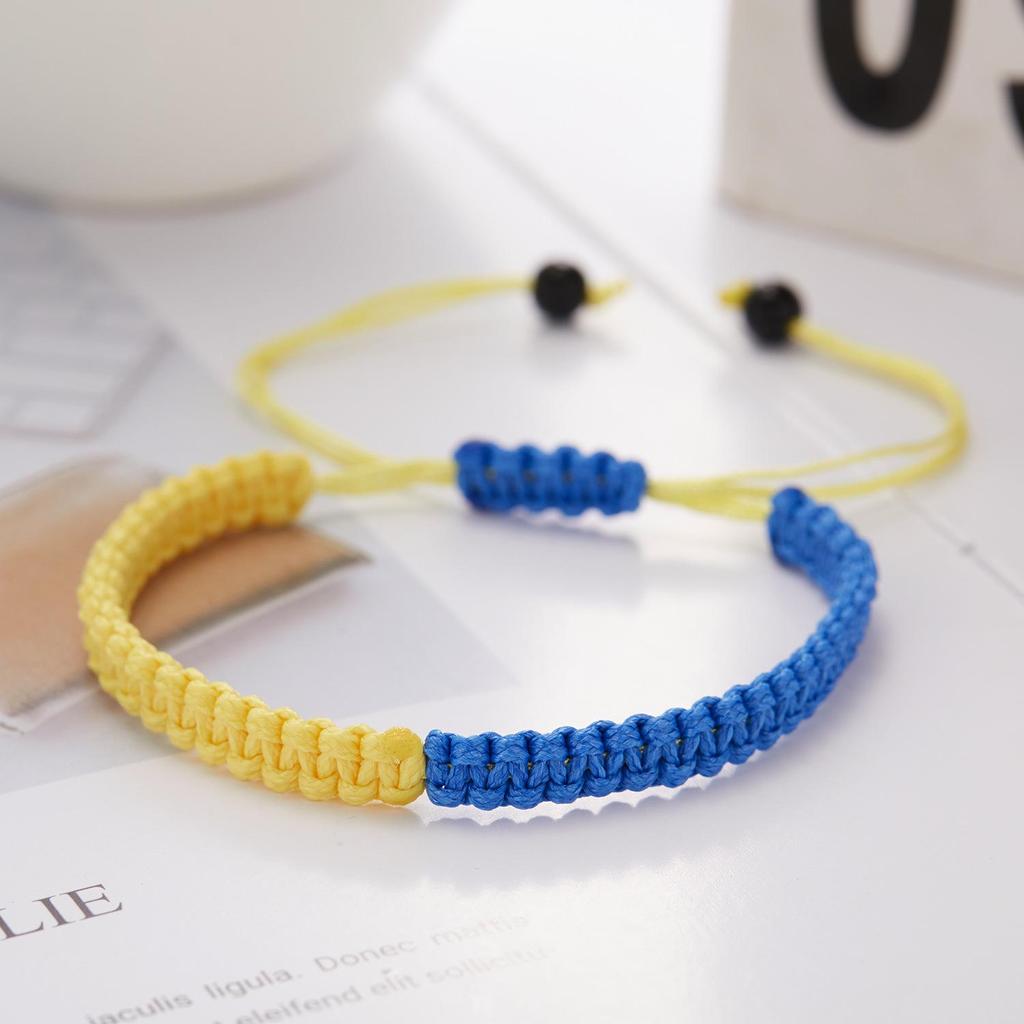 Hand-Woven Creative Beads Bracelet – Blue & Yellow Ukrainian Design