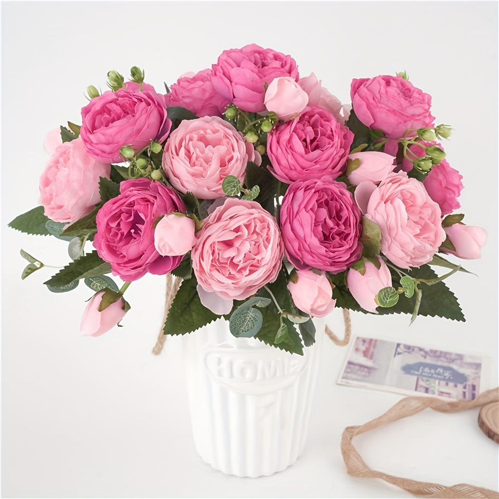 Artificial Flowers Fake Roses Silk Peony Valentine's Day Festival Decora Table Vase Home Room Wedding Bridal Bouquets Diy Gifts