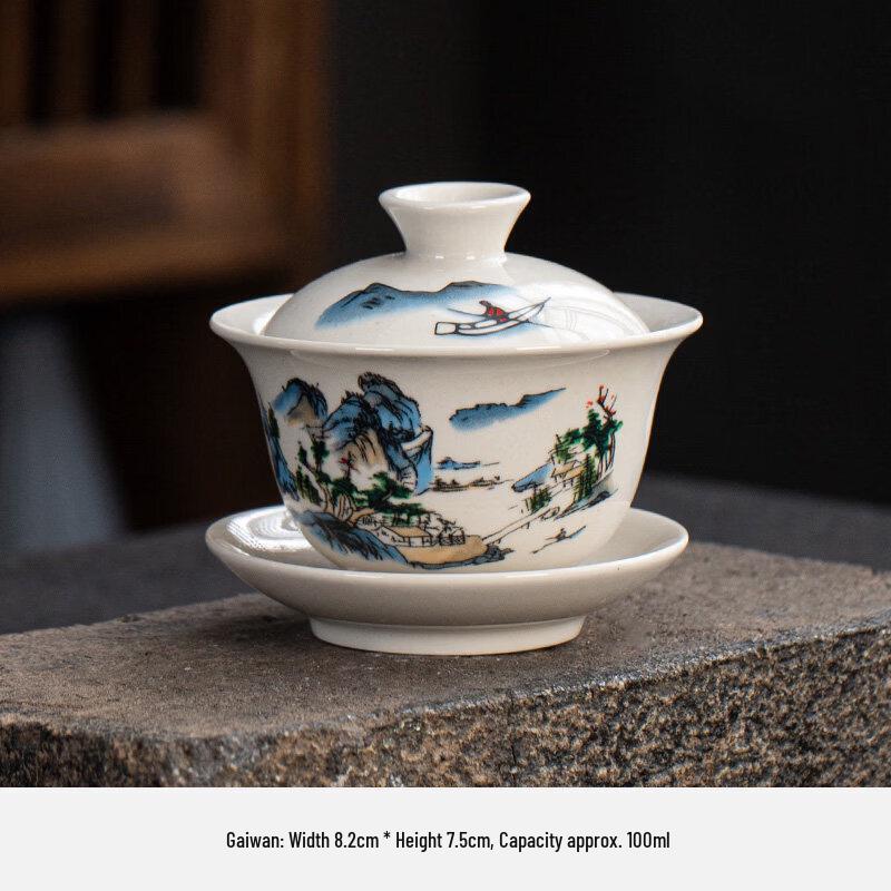 Ceramic Sancai Gaiwan Tea Bowl