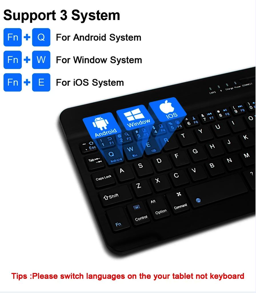 Russian Arabic Korean Spanish Portable 10 inch Wireless Keyboard and Mouse set For iPad Samsung Tablet Laptop Android IOS