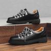 Fashion Mens Casual Leather Shoes Men Youth Designer Style Contrasting Shoelaces Trendy Shoe Men's Lace-up Flats