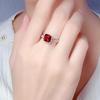 Colorful Square Ruby Simulated Open Ring for Women