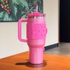 Water Cup Boot Sleeve for Quencher Adventure Tumbler 40oz DIY Decoration Reusable Silicone Bottle Cover with Bow Decoration Carrying Handle Strap