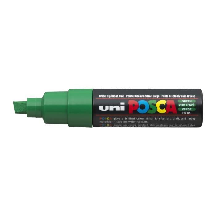 Marqueur - UNIBALL - POSCA PC8K - Pointe large biseautée - 8mm - Vert Foncé