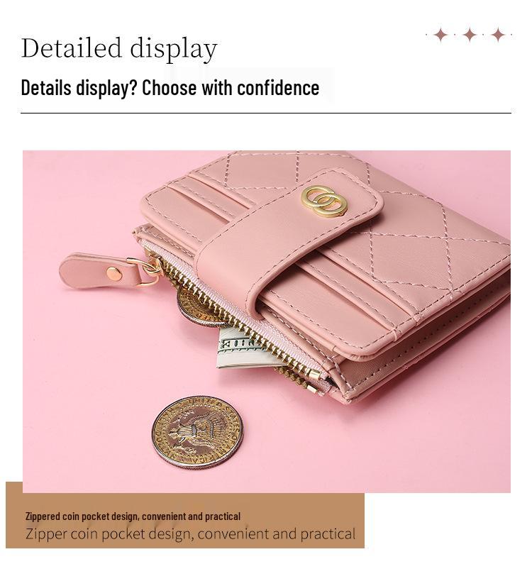 2024 Spring Women's High-End Zipper Coin Purse: Short Solid Color Wallet & Card Holder