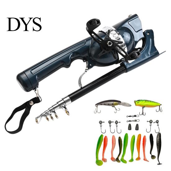 Space-saving Fishing Rod Folding with Spinning Reel Built-in 80M Line Ergonomic Collapsible Handle Portable Telescopic Pole Outdoor Accessories