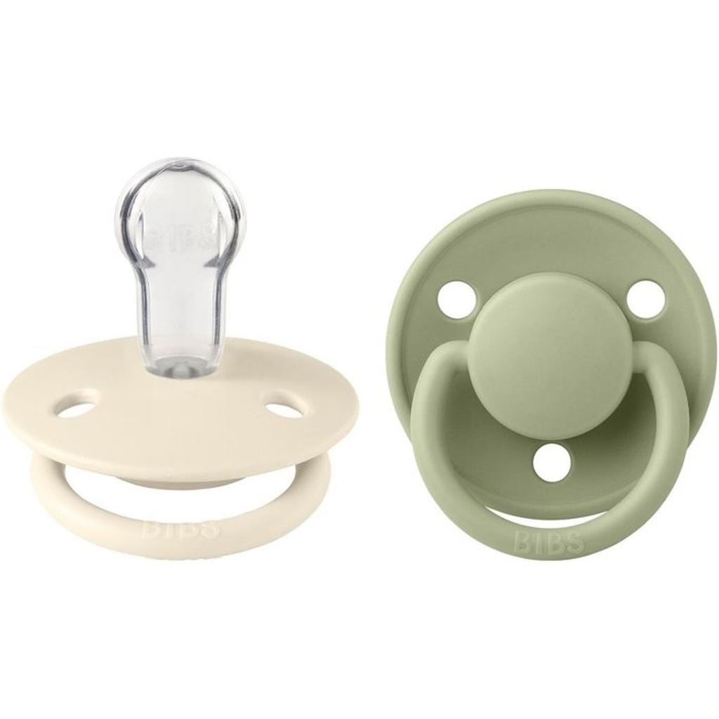 Chupete bebé - BIBS - DeLux - Tetina redonda - Pack de 2 - Silicona - Talla única Ivory Sage