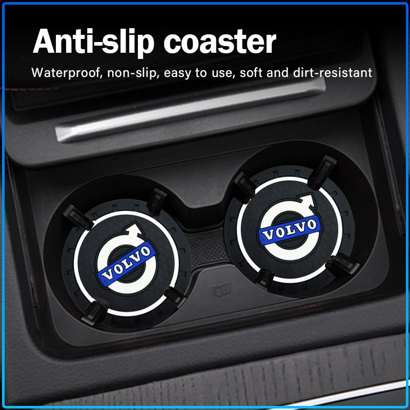 Auto Logo Car Waterproof Pads Water Cup Slot Anti-Skid Pads Parts For Volvo XC60 XC90 S60 S80 S40 V40 V60 V70 V50 XC70