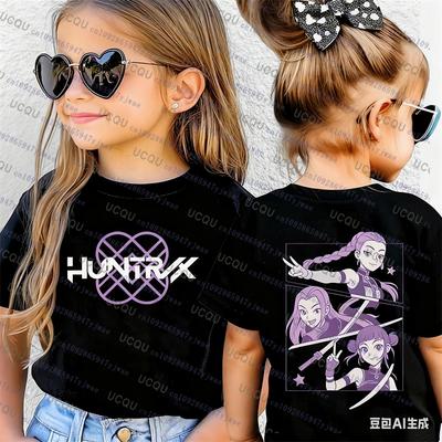 Kpop Dämonenjäger Eltern-Kind Kurzarm T-Shirt Kpop Dämonenjäger Harajuku Lässige Mode Baumwolle Kinder Cosplay Kleidung