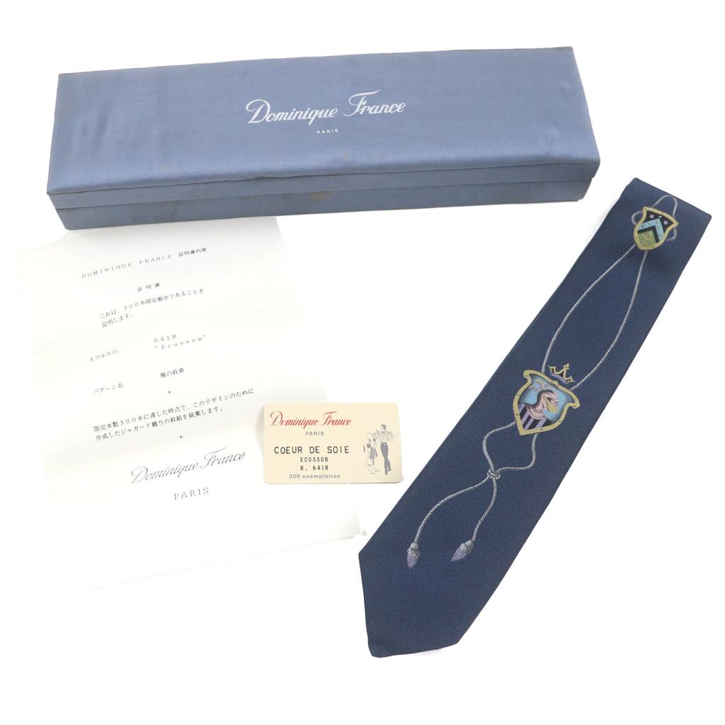 Makellose Dominique France Krawatte Ecusson Marineblau Seide Herren 6418 Gebraucht
