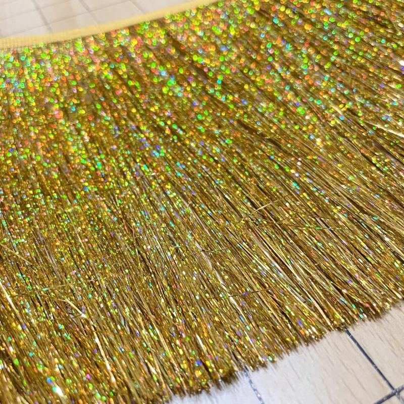 10M Long 15cm Wide Sequin Tassel Fringe Lace Edge for Stage Performance Wear Sewing Decoration