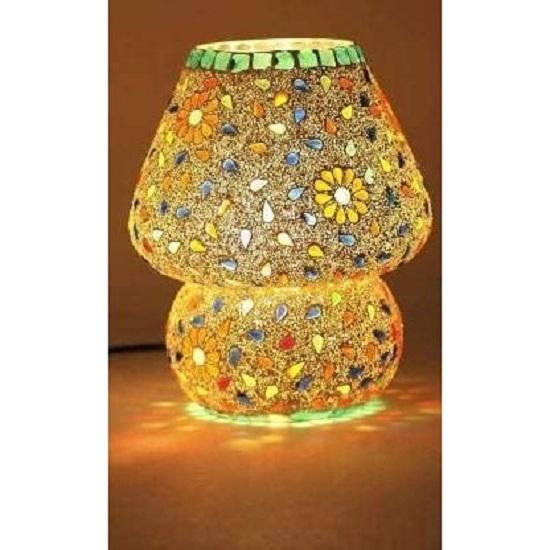 Mushroom Shaped Glass Table Lamp for Bedside Living & Home Decoration Table Lamp (Multicolour, Bulb Not Included)