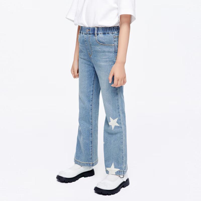 little MO&Co. Girls  Star Print Flared Denim Pants 160
