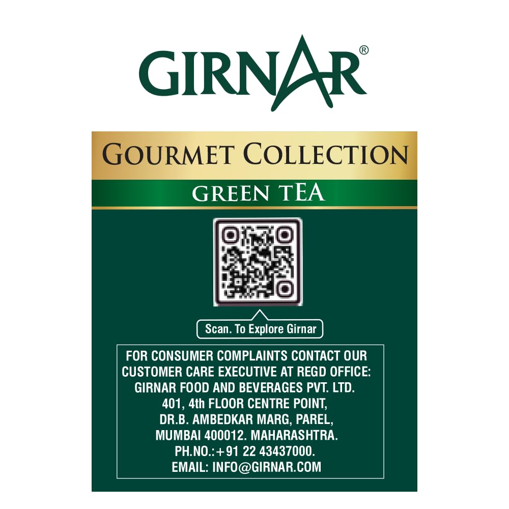Girnar Zelený čaj Gourmet Collection Balení 1 ks (25 čajových sáčků) Přírodní příchutě bez kofeinu pro relaxační wellness