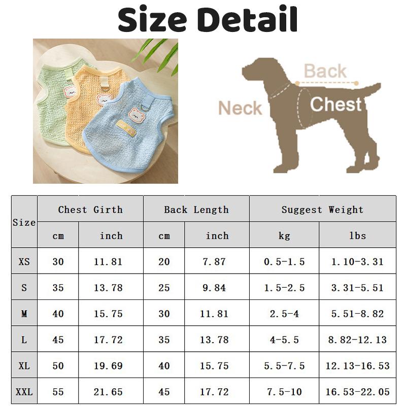 Summer Dog Clothes Bear Print Dog Vest Chihuahua French Bulldog Thin Breathable Shirt Sun Protection Puppy Outfit Pet Costume