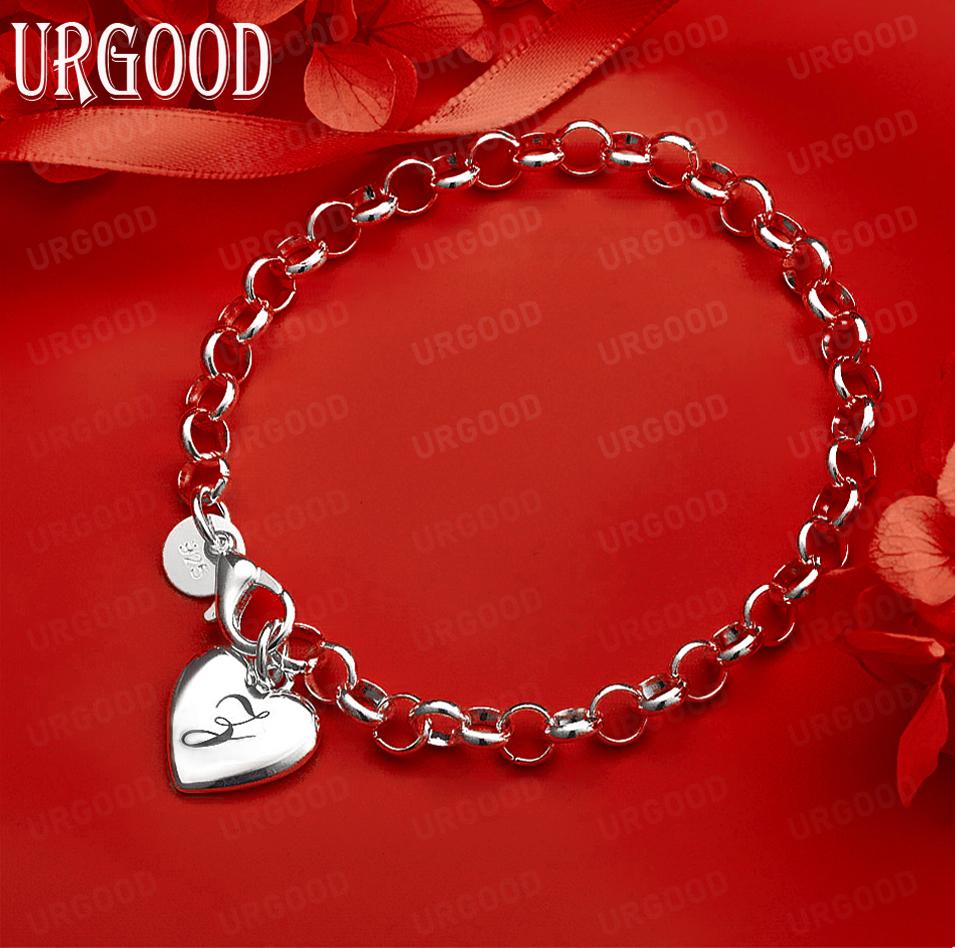 925 Sterling Silber Seitenkette mit Buchstaben Exquisites Armband Geschenk Schmuck