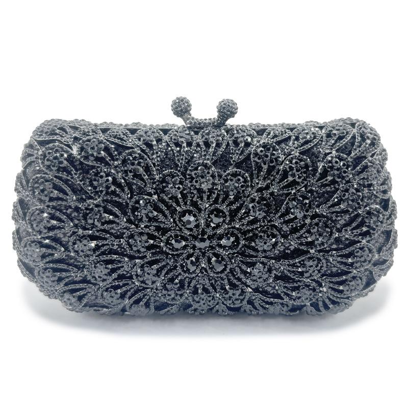 Weiße Strass Schwarz Abendtasche Tasche WHTUOHENG Damen Blumen Diamant Kristall Damen Party Abschlussball Handy Handtaschen Minaudiere