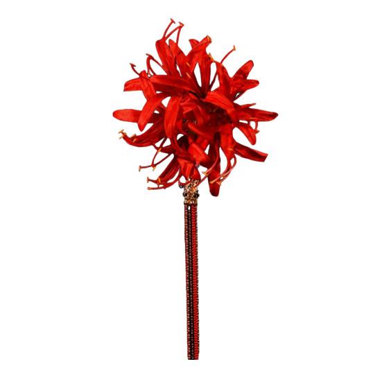 Hairpin Ancient Chinese Hanfu Inspired Simulated Flower Hairpin with Tassel Design Thick Curly Hair Wedding Accessory