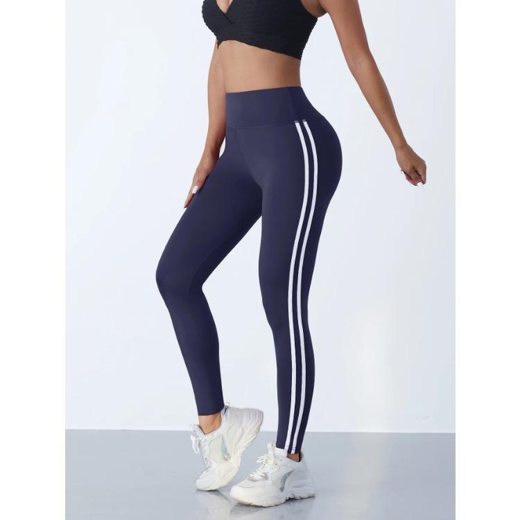 Yoga Leggings Women Striped Slim Sports Pants High Waist Hip Liftting Casul Tights Workout Running Stretchy  Gym Leggings