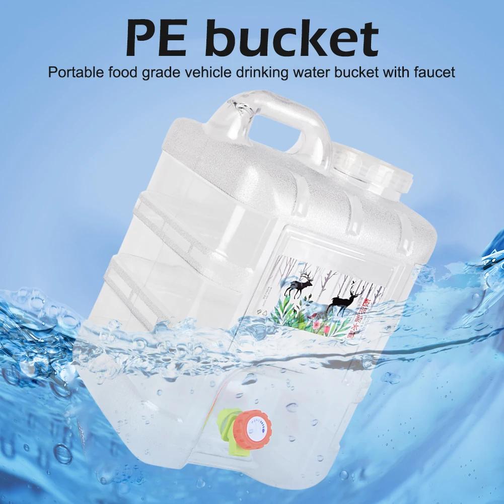 10L/15L Outdoor Water Bucket Food Grade with Faucet Driving Water Tank Container Water Storage Bucket for Picnic Travel Driving