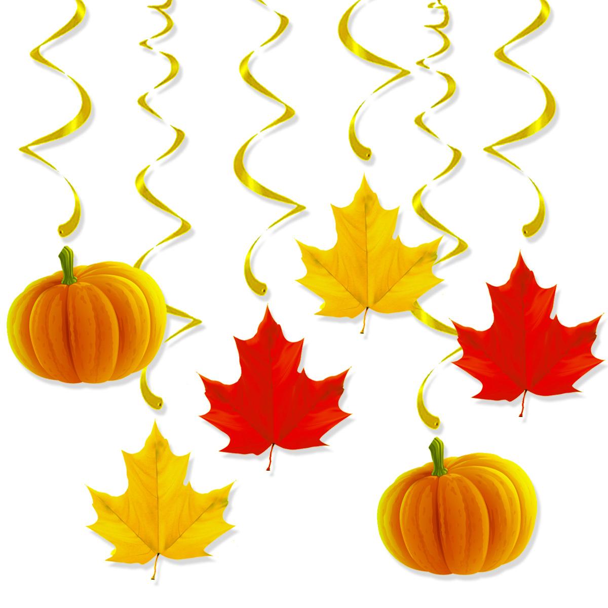

Thanksgiving Party Decoration Vortex Pendant Harvest Festival Maple Leaf Pumpkin Spiral Pendant Pumpkin Maple Leaf Spiral Pack of 6